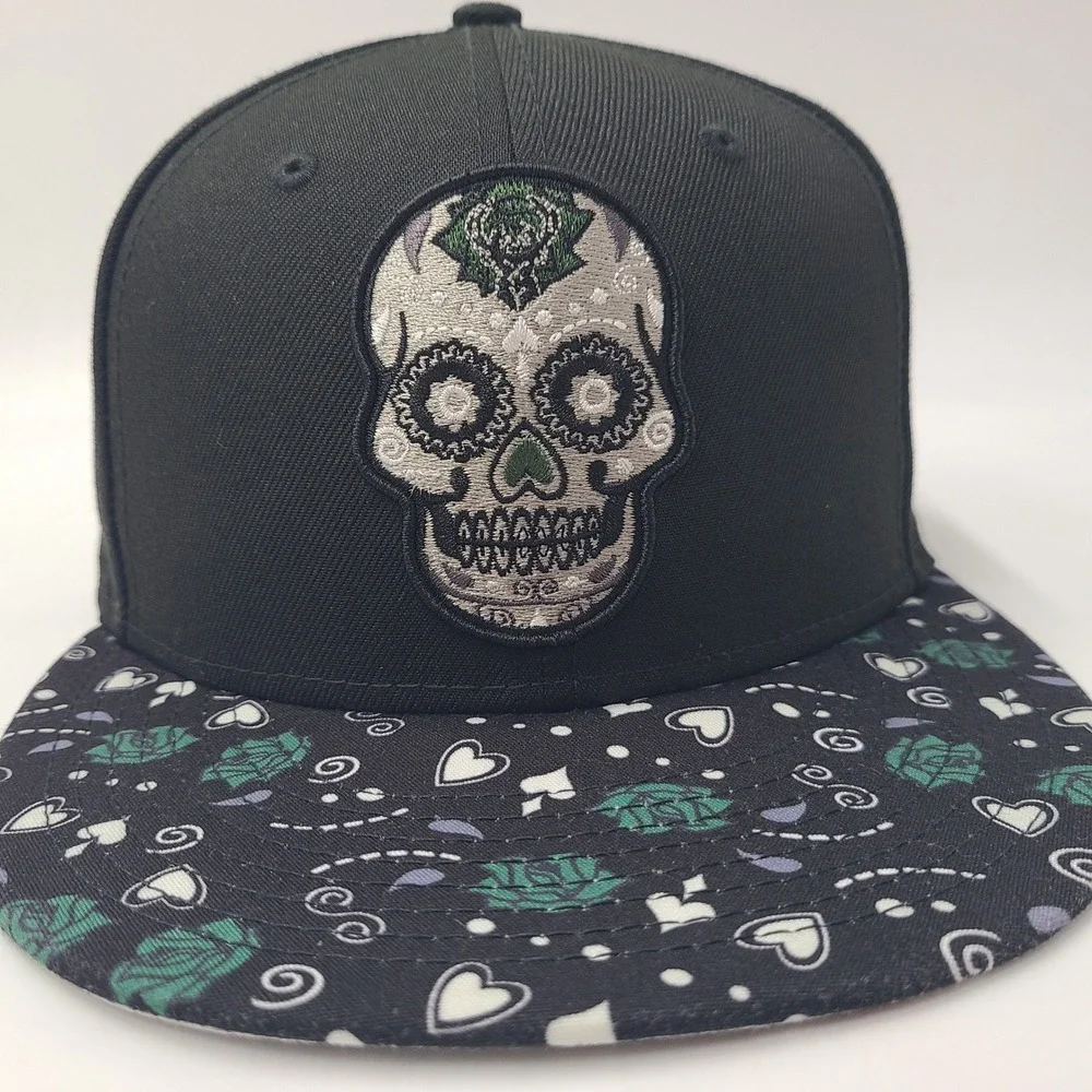 Milwaukee Bucks Hat Snapback New Era 9Fifty Black Sugar Skull Day of the Dead